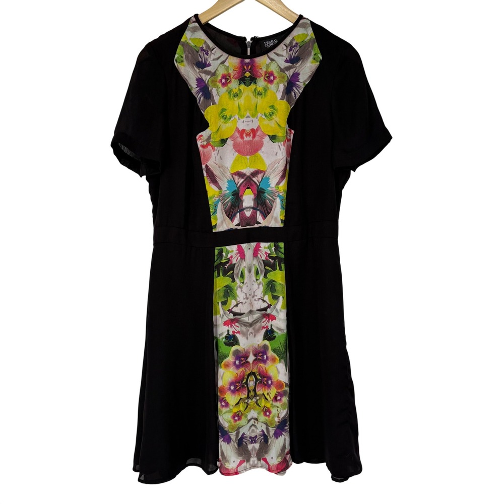 Prabal Gurung X Target Black Floral Orchid Mirror Print Dress Size‎ 12 Chiffon
